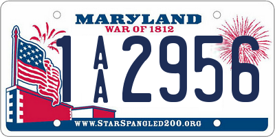 MD license plate 1AA2956