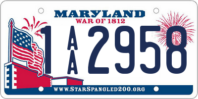 MD license plate 1AA2958