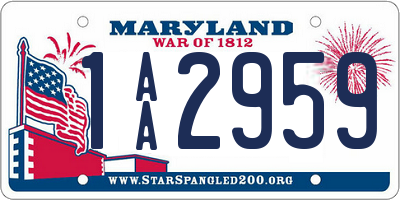 MD license plate 1AA2959