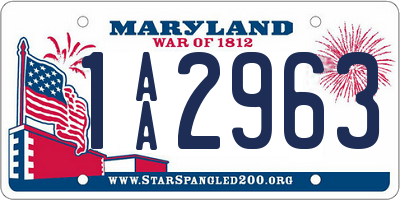 MD license plate 1AA2963