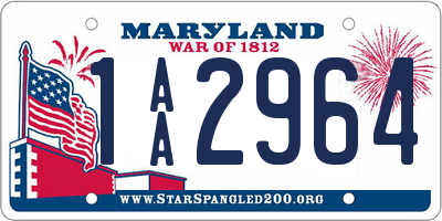 MD license plate 1AA2964