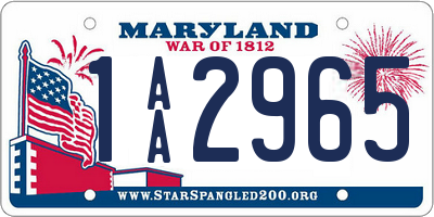 MD license plate 1AA2965