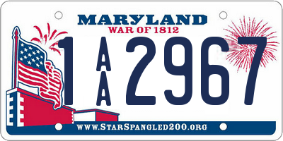 MD license plate 1AA2967