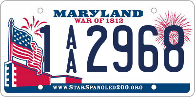 MD license plate 1AA2968