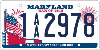 MD license plate 1AA2978