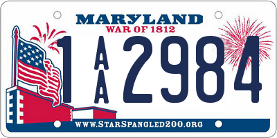 MD license plate 1AA2984