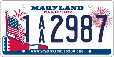 MD license plate 1AA2987