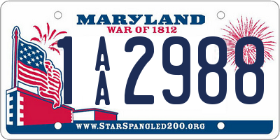 MD license plate 1AA2988