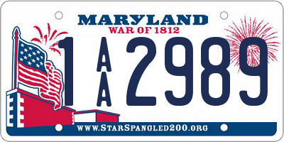 MD license plate 1AA2989