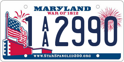 MD license plate 1AA2990