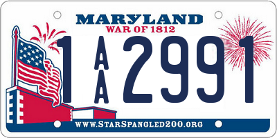 MD license plate 1AA2991