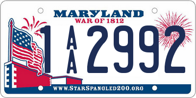 MD license plate 1AA2992