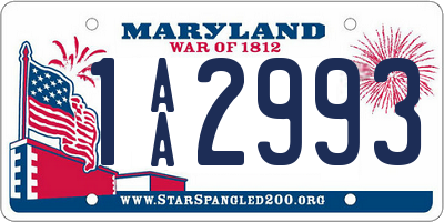 MD license plate 1AA2993