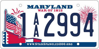 MD license plate 1AA2994