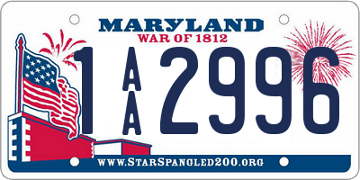 MD license plate 1AA2996