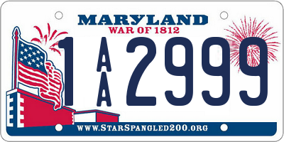 MD license plate 1AA2999