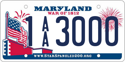 MD license plate 1AA3000