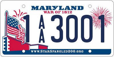 MD license plate 1AA3001