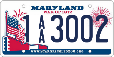 MD license plate 1AA3002