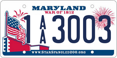 MD license plate 1AA3003