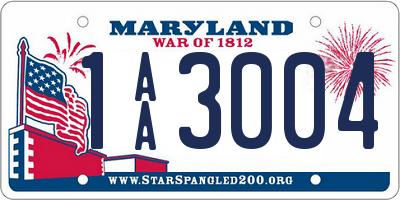 MD license plate 1AA3004