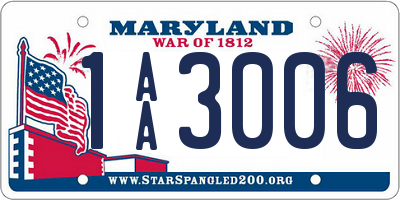 MD license plate 1AA3006