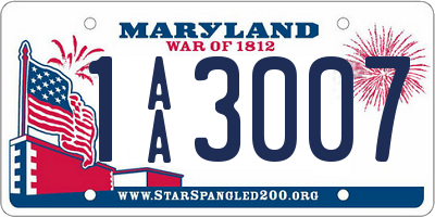 MD license plate 1AA3007