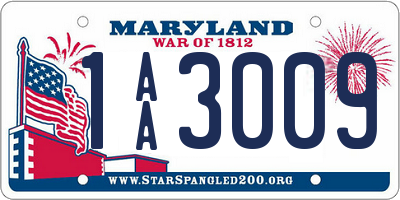 MD license plate 1AA3009