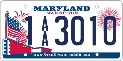 MD license plate 1AA3010