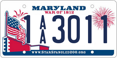 MD license plate 1AA3011