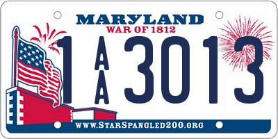 MD license plate 1AA3013