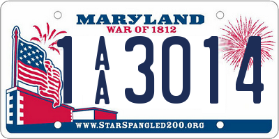 MD license plate 1AA3014