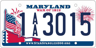 MD license plate 1AA3015