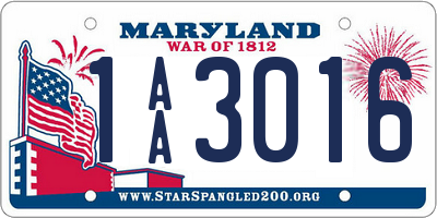 MD license plate 1AA3016