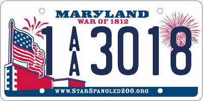 MD license plate 1AA3018