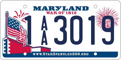 MD license plate 1AA3019