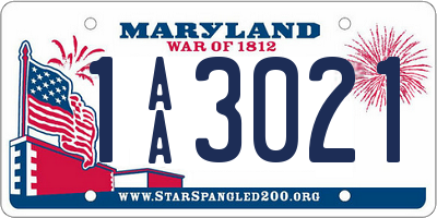 MD license plate 1AA3021