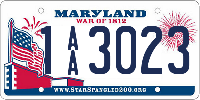 MD license plate 1AA3023