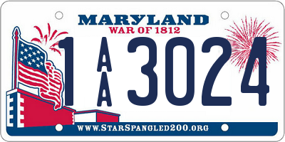 MD license plate 1AA3024