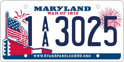 MD license plate 1AA3025