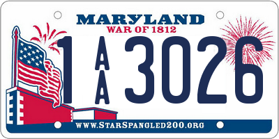 MD license plate 1AA3026