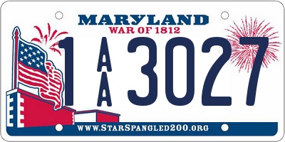 MD license plate 1AA3027