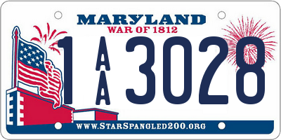 MD license plate 1AA3028