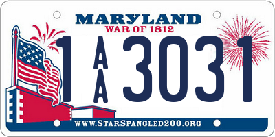 MD license plate 1AA3031