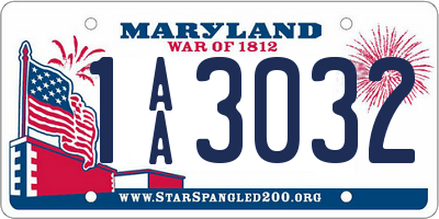 MD license plate 1AA3032