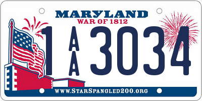 MD license plate 1AA3034