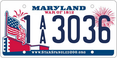 MD license plate 1AA3036