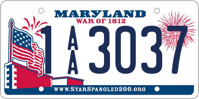 MD license plate 1AA3037