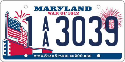 MD license plate 1AA3039