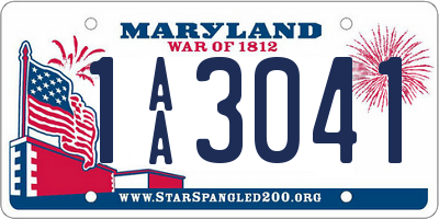 MD license plate 1AA3041